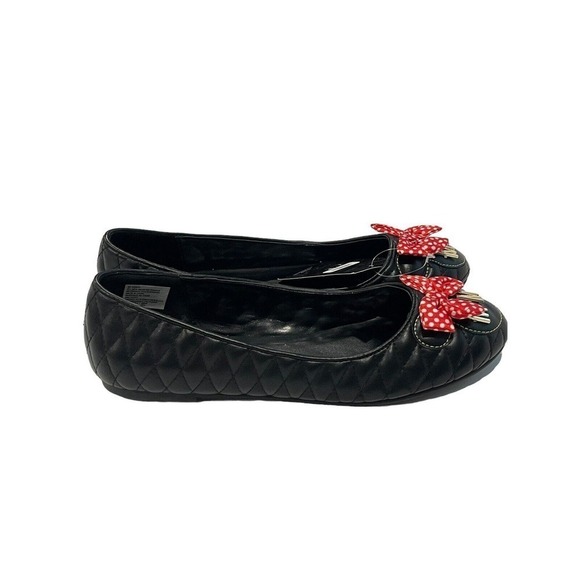 DISNEY MINNIE MOUSE QUILTED FLATS Size X-Large 11/12 Black Red Bow NWT - Picture 5 of 11